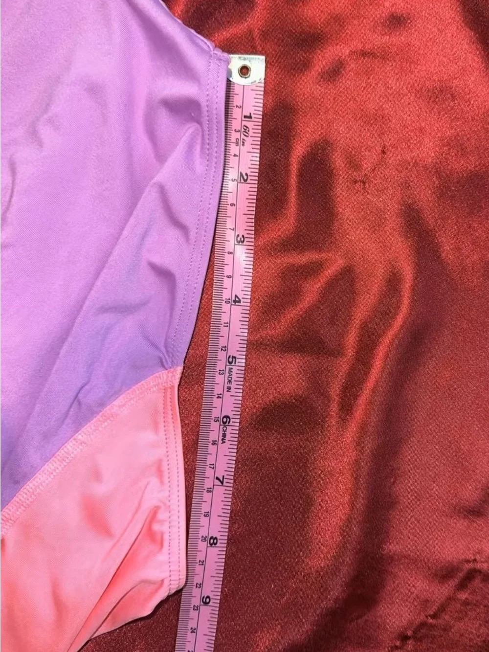 Lands' End Girls' Colorblock One-Piece Rash Guard in Purple, Coral & Aqua
